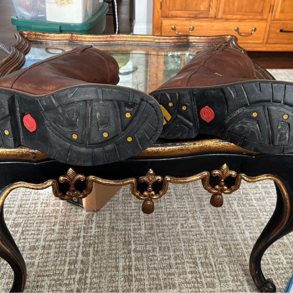 Men's Brown Leather Work Boots - Picture 5 of 8